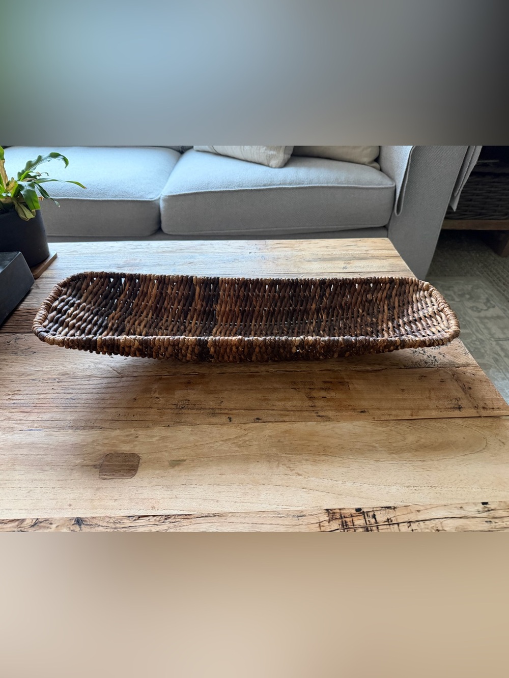 Pottery Barn Handwoven Seagrass Long Tray — Brown